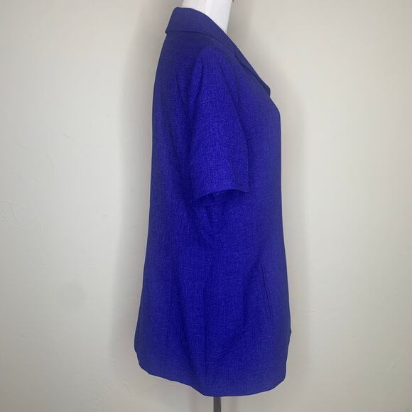 Le Suit Blue Long Blazer Short Sleeve ? Woven Size Medium? - Picture 4 of 8